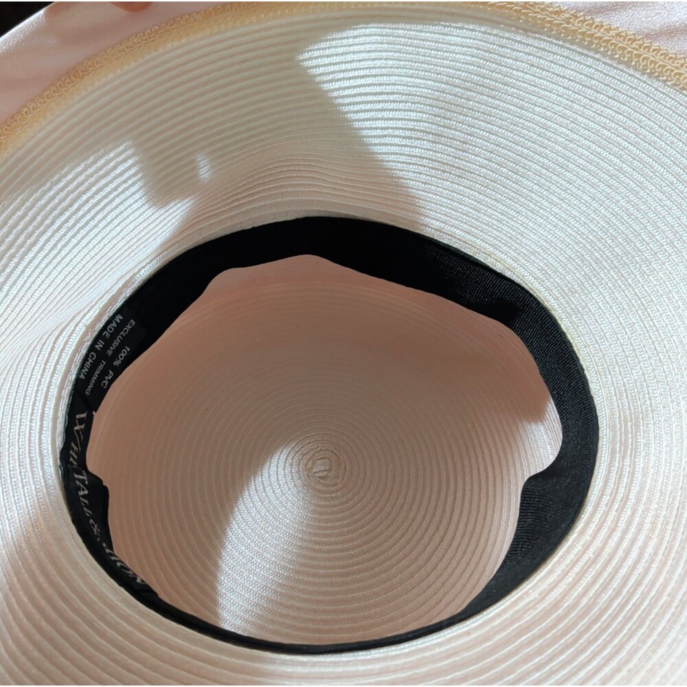 Whittall Shon Pink Derby Hat Bow Sequin Feather Woven Vintage Style - Picture 16 of 16